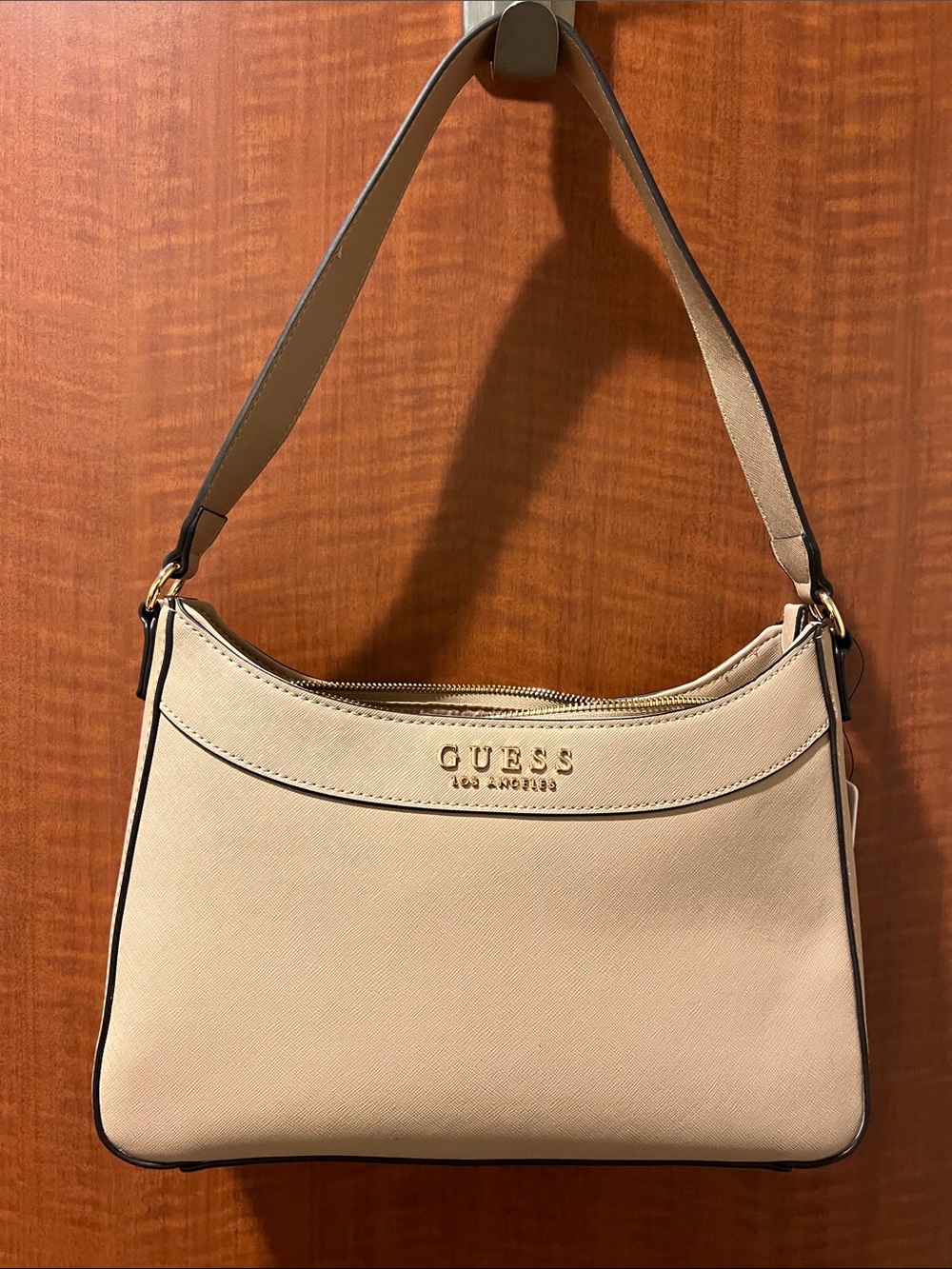 GUESS Beige Shoulder Bag with Gold Hardware